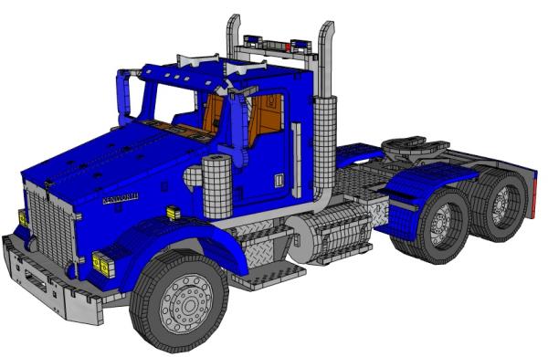 US Truck T800 (Day Cab) Truck as 3D large model - drawing